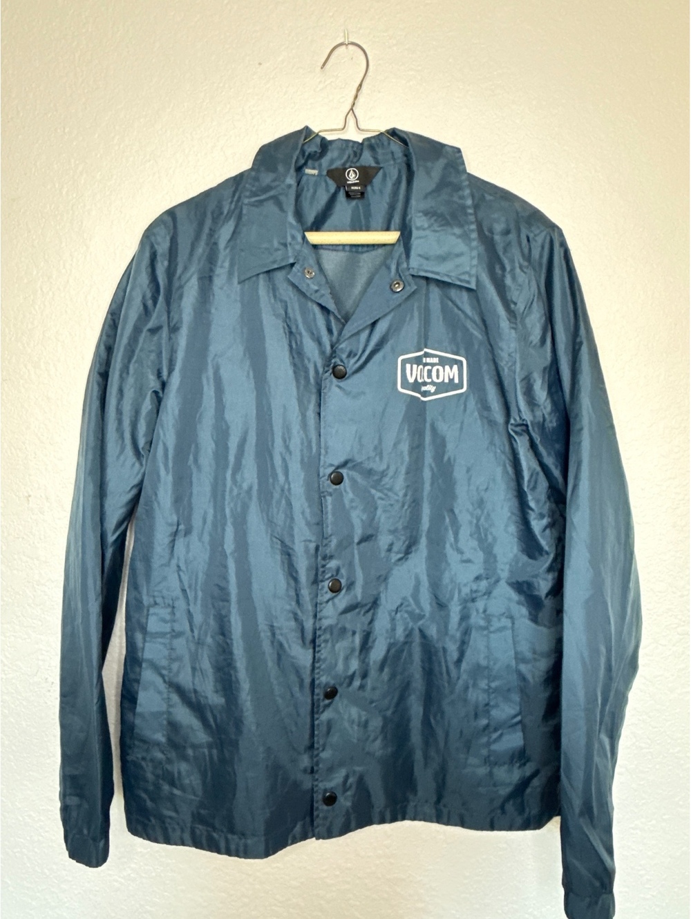 Volcom Stone Men's Navy Blue Lightweight Windbreaker Jacket Size S skater 90s